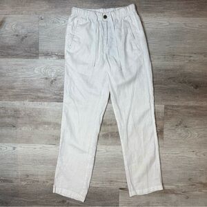 Tasso Elba White Drawstring Flat Front Linen Pants Mens size S